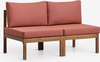 Sklum Sof&aacute; Modular De Jard&iacute;n De 2 Piezas En Madera De Acacia Branson Sklum