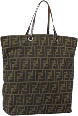 Fendi Pre-owned Tote Bags, female, Brown, Size: ONE SIZE Pre-owned Canvas Tote Bag