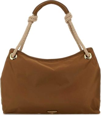 Prada Brown Logo Large Shoulder Bag