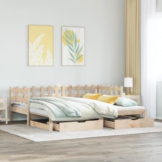 Berkfield Home Daybed with Trundle & Drawers without Mattress 80x200 cm in Brown