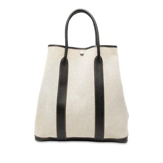 Herm&egrave;s Tweedekans Toile- en Buffellederen Tuindossier 37