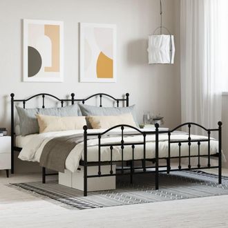 Berkfield Home Metal Bed Frame with Headboard & Footboard Black 180x200 cm Super King