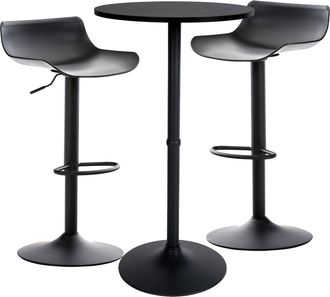 Clp Conjunto De 2 Taburetes De Bar & 1 Mesa Alta Fernie Negro