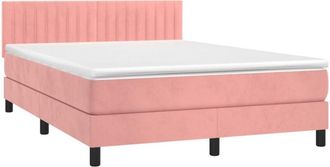 vidaXL Cama Box Spring Con Colch&oacute;n Terciopelo Rosa 140x200 Cm Vidaxl