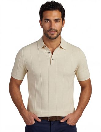 Baileys Polo Baileys beige 3-knoops gestreept