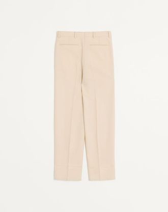 Valentino Pantalone In Gabardina Di Lana Uomo PANNA 44