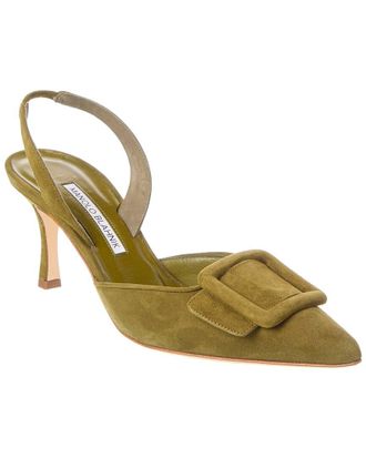Manolo Blahnik Maysli 70 Suede Slingback Pump