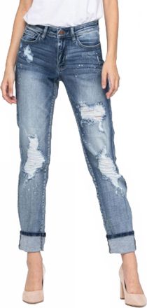Judy Blue Destroy Bleach Splatter Boyfriend Jeans In Medium Wash