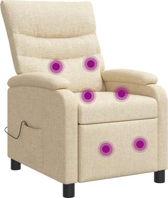 vidaXL Silla De Masajes Reclinable Crema Tela Vidaxl