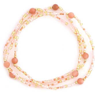 Panacea Set of 3 Beaded Stretch Bracelets in Peach at Nordstrom