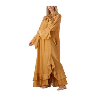 Mes Demoiselles... Gele Maxi Jurk voor Herfst - Dames - Maxi kleedjes - Geel - S - Wol - Kleedjes