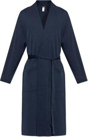 Hanro Night & Day Robe - Heren - Badjassen - Blauw - M - Katoen - Nachtkleding