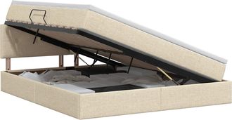 vidaXL Cama Con Almacenamiento Y Colch&oacute;n Crema 140 X 200 Cm Terciopelo Vidaxl