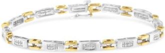 House of Brilliance 10K Two-Tone Gold Princess Cut Diamond Geo Link Bracelet in Yellow at Nordstrom