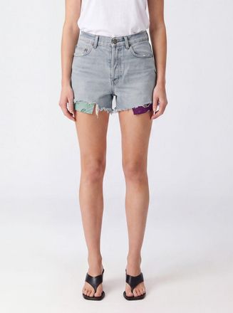 HTC Shorts di jeans a vita alta con orlo a taglio vivo