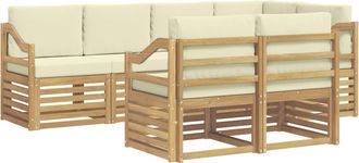 vidaXL Conjunto De Sof&aacute;s De Exterior 7 Uds. Blanco Y Crema Poli&eacute;ster Vidaxl