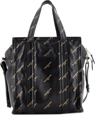 Balenciaga Bazar Logo Convertible Printed Leather XS tote bag - Zwart