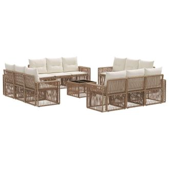 vidaXL Conjunto De Sof&aacute;s De Jard&iacute;n 13 Pcs Beige Y Blanco Crema Vidaxl