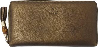 Gucci Bronze Brown Leather Long Wallet (Bi-Fold) (Pre-Owned)