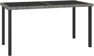 vidaXL Garden Dining Table Grey 140x70x73 cm Poly Rattan Vidaxl