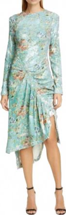 Preen Floral Sequin Evening Cocktail Dress In Green