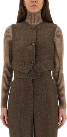 Max Mara Dark Brown Crew Neck Top