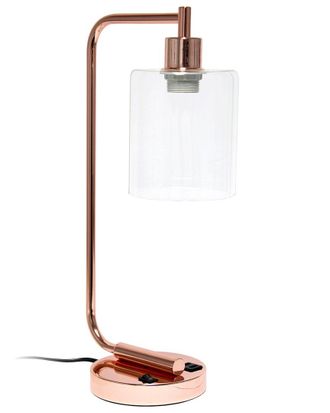 Lalia Home Modern Iron Desk Lamp With Usb Port And Glass Shade