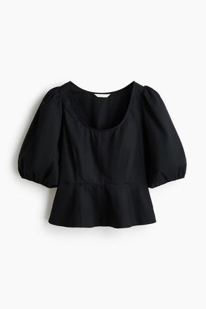 H&M Peplumbluse aus Baumwolle - Schwarz