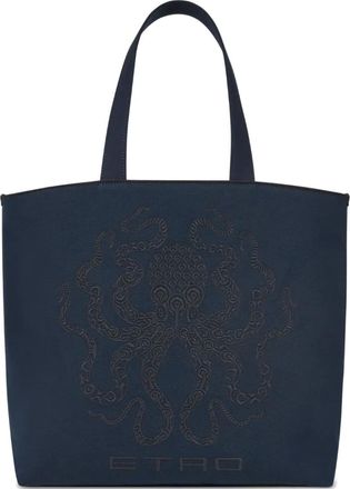 Etro Borsa tote con ricamo Octopus - Blu