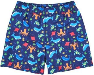 Florence Eiseman Under The Sea Print Swim Trunk in Navy/multi at Nordstrom, Size 18M