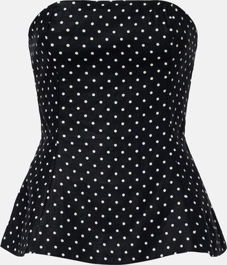 Faithfull The Brand Petro polka-dot peplum linen top