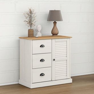 vidaXL Vidaxl - Credenza Cassetti vigo Bianco 78x40x75 cm Legno Massello Pino