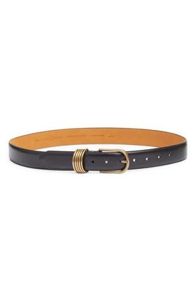 Treasure & Bond Parker Brass Hoop Leather Belt in Black at Nordstrom, Size X-Small