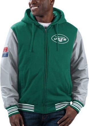 G-III Sports by Carl Banks Mens G-III Sports by Carl Banks Green/Gray New York Jets Player Option Full-Zip Hoodie at Nordstrom, Size Large