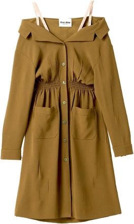 Miu Miu Sablé button-front smocked dress - Green