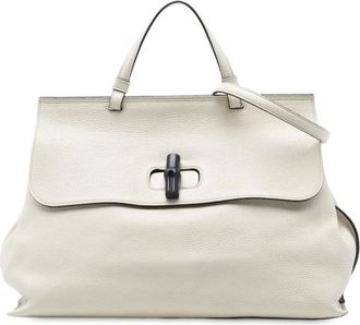 Gucci Borsa a tracolla Daily grande in pelle e bamb&ugrave; 2016-2025 - Bianco