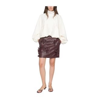 Alberta Ferretti Rokken, Dames, Bruin, M, Leer, Corta Rok