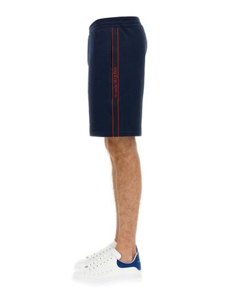 Alexander McQueen Selvedge Logo Band Bermuda Shorts - Blue