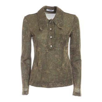 Vivetta Polo Shirts, female, Green, M, Lurex Long Sleeve Top