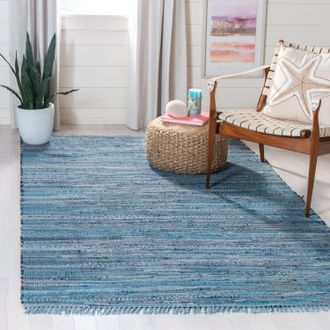 Safavieh Rag Rug Hand Made Area rug, Blue / Multi Bohemian Style Non-Shedding