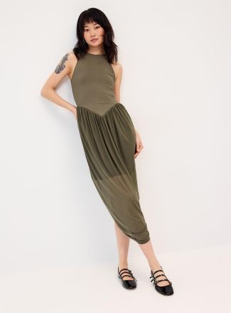 Twik Womens Dual-material balloon maxi dress