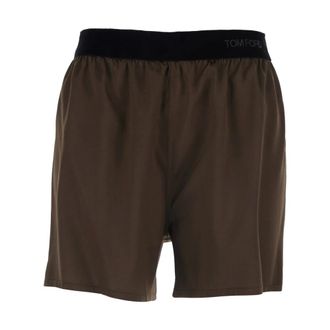 Tom Ford Korte Broeken, Dames, Bruin, S, Silk Pajama Shorts
