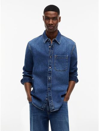 Tommy Hilfiger Mens Tommy Jeans Regular Fit Denim Shirt - Blue - XL