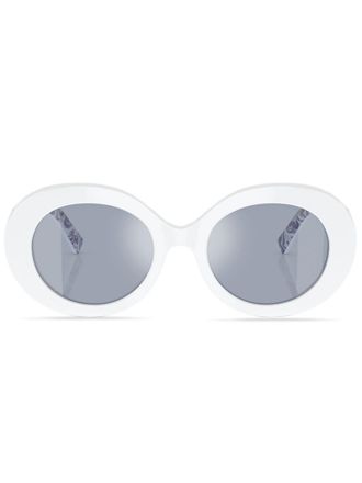 Dolce & Gabbana Eyewear Majolica-print round-frame sunglasses - Bianco