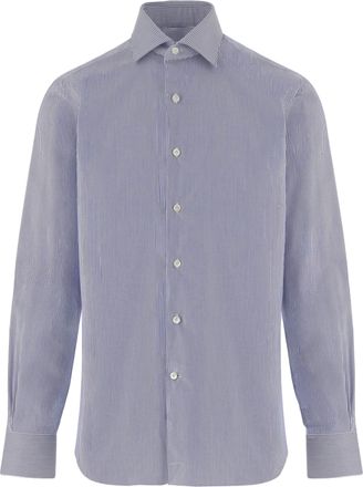 Alessandro Gherardi Blue Striped Cotton Shirt