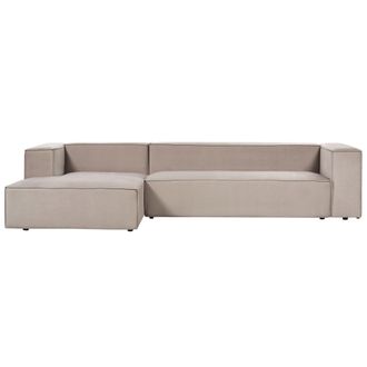 Beliani Beliani - Sof&aacute; Esquinero Tapizado Minimalista 3 Plazas Gris Pardo Derecho Vernon