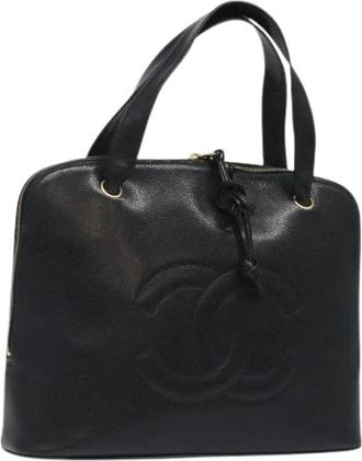 Chanel Pre-owned Handbags, female, Black, Size: ONE SIZE Pre-owned Vintage Leather Handbag