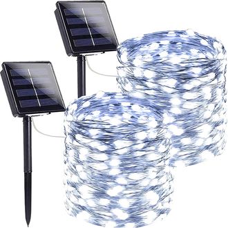 OEM Juego De 2 Guirnaldas De Luces Solares, 200 Led, Cable De Cobre, Resistente Al Agua Ip65, 8 Modos, Para Jard&iacute;n, Patio, Boda