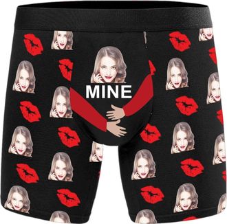 Generic Personalised Boxer for Men Briefs with Picture Custom Romantic Gift Funny Snug-Fit Personalized Underwear for Valentines Day Boyfriend Husband Him (Bl