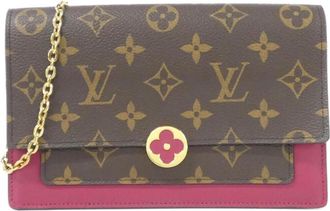 Louis Vuitton Fuchsia Marron Coated Canvas Chain/Shoulder Wallet (Pre-Owned)